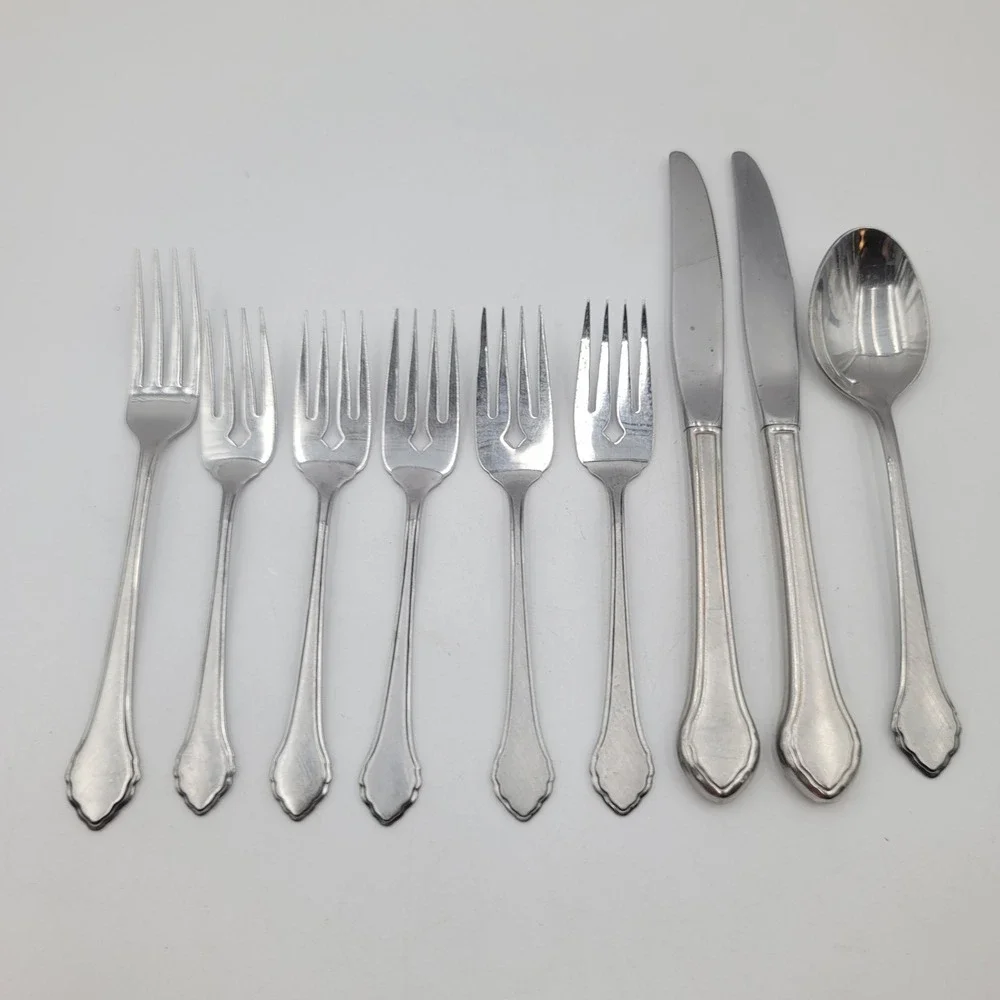 9pc Oneida Summer Mist Autumn Glow Wm A Rogers Deluxe Stainless Flatware Set